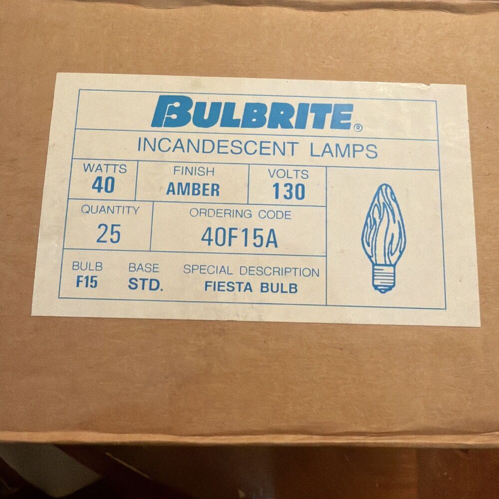 Bulbrite 40F15A 40W F15 Fiesta Amber 130V E26 Light Bulbs 23-Pack